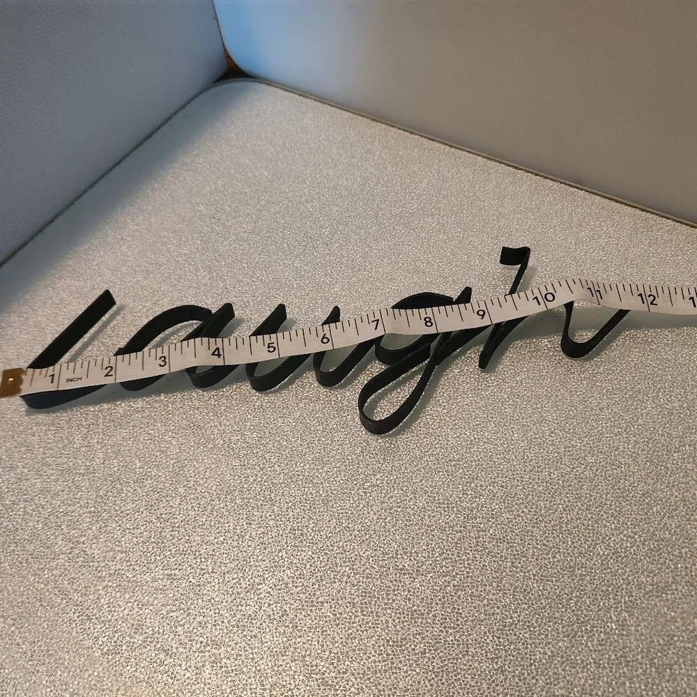 "Laugh" cursive ribbon iron inspiration hanging art sign decorative sculpture - Picture 5 of 6